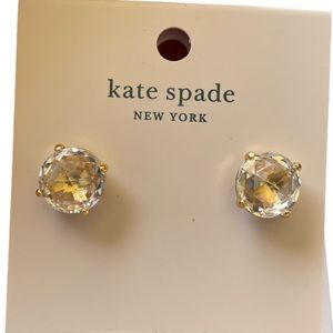 Kate Spade Round Crystal CZ Stud Earrings Clear/ Gold